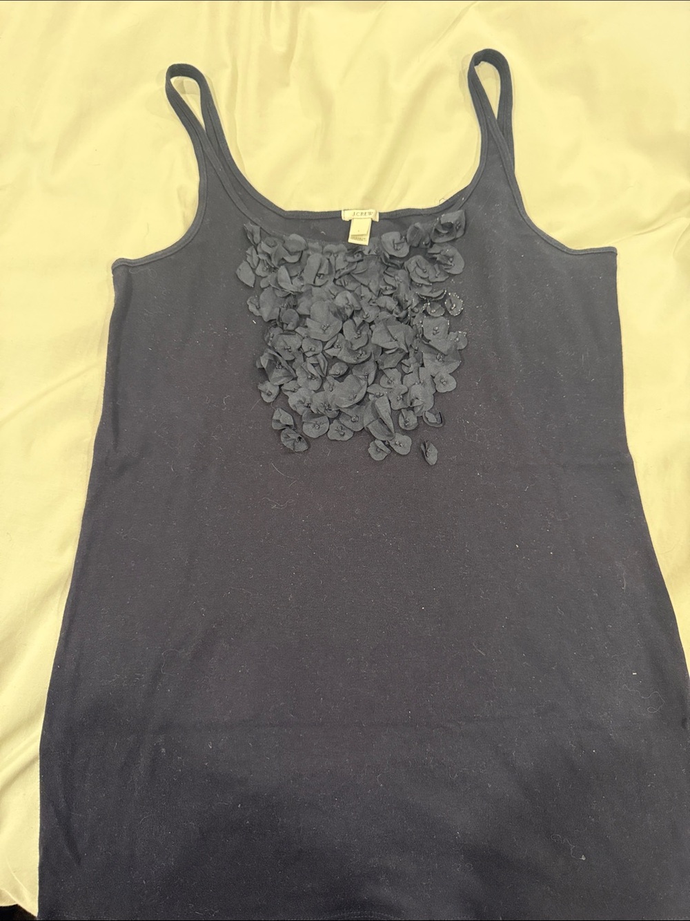 J. Crew Navy Floral Appliqué Camisole (Size L)